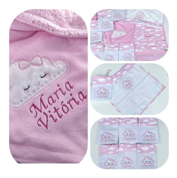 Kit Manta 3 Fraldas 70x70 3 Panos 35x35 Nome E Arte 0