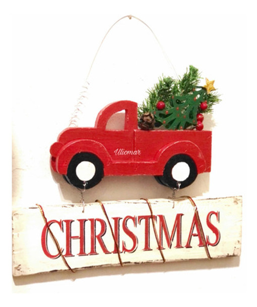 Adorno Auto Navideño Colgante Navidad Arbolit Regalo Madera 0