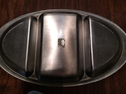 Fuente Ovalada De Acero  Para Picada Usada 0