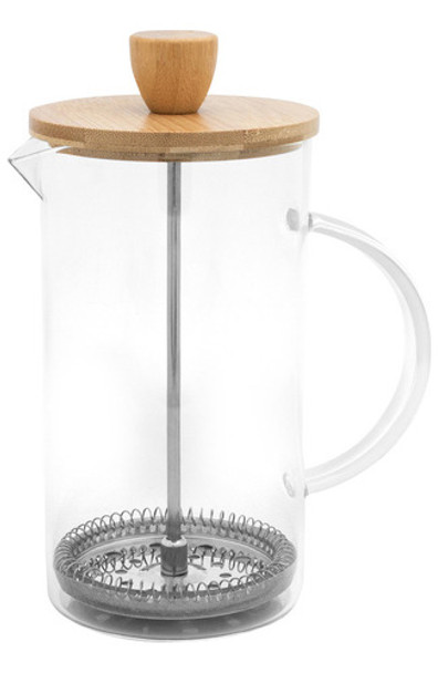 Cafetera De Vidrio Tipo Francesa Con Embolo Y Madera Bambú 0