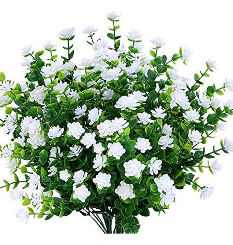 Urstoud 6pcs Flores Artificiales De Eucalipto, Vegetación Ar 0