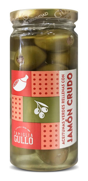 Aceitunas Verde Rellena Con Jamon Crudo Famiglia Gullo 330g 0