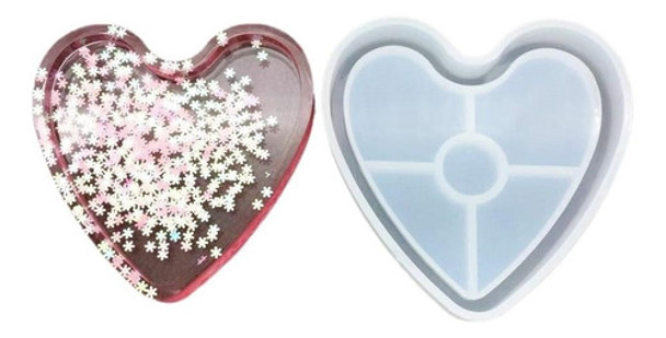 Molde Silicona Para Bandeja Corazon Resina Cemento 0