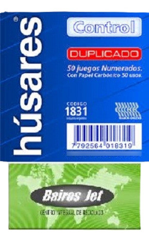 1 Talonarios De Control Duplicado Husares 1831 X 50 Juegos 0