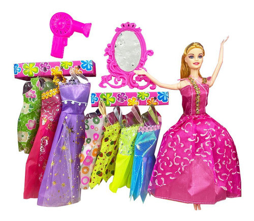 Muñeca Con Vestidos Y Accesorios - Muñeca Juguete Niña 0