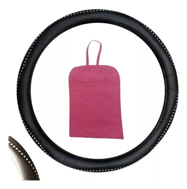 Cubre Volante Cuerina C/detalles De Brillos + Bolsita Rosa 0 Cubre Volante Cuerina C/detalles De Brillos + Bolsita Rosa 0