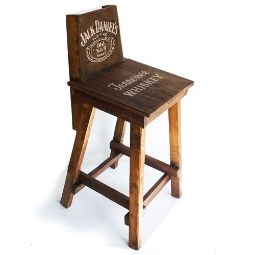 Silla Alta Bar Con Respaldo Madera Antigua Taburete Banqueta 0