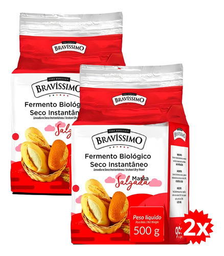 Kit 2 Fermento Biológico Seco Instantâneo Bravíssimo 0