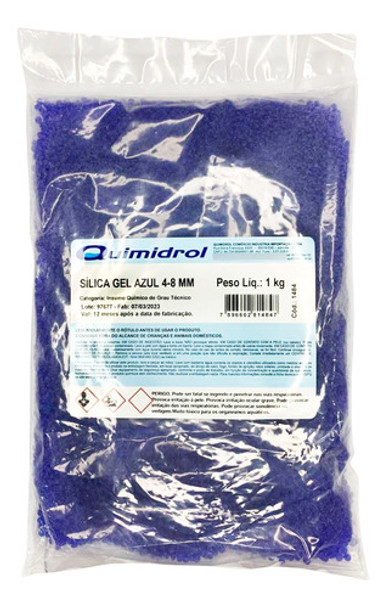 Sílica Gel Azul Desumidificante 4-8mm 1kg 0
