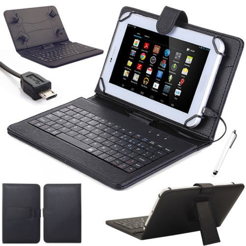 7 Pulgadas Pu Cubierta De Cuero Botones Con Micro Usb Funda 0