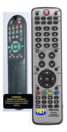 Controle Compatível Videoke Raf Vmp2500s Fbt370 0