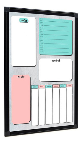 Planner Semanal Parede 60x40cm Planejador Preto + Caneta 0