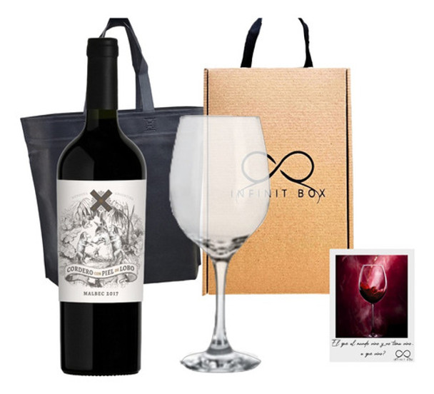 Box Regalo Vino Cordero Con Piel De Lobo + 1 Copa Vidrio 0