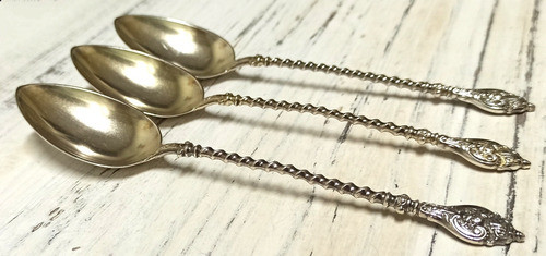 Cucharas Chicas Antiguas Plata 800 Macizas Selladas Divinas 0