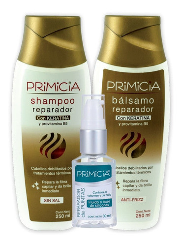 Pack Primicia Shampoo + Acondicionador + Reparador De Puntas 0