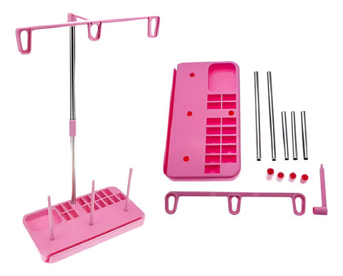 Suporte Porta Fio Linha De Costura 3 Cones Rosa 0