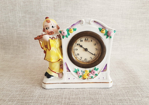 Antiguo Reloj De Mesa Alemán En Porcelana 0