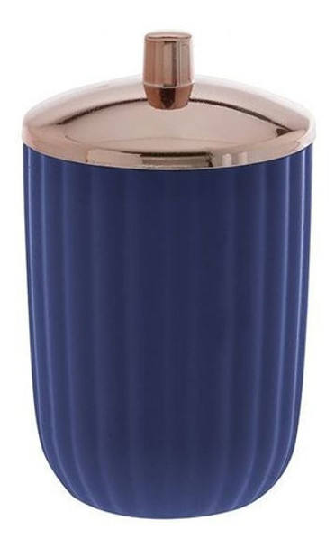 Porta Algodão Cotonete De Acrílico Redondo Azul Bagno 0