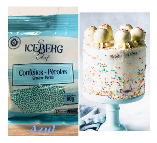Confeitos Perolados Azul 80g Iceberg 0