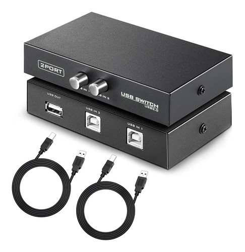 Selector Switch Para Pc 2 Puertos Usb 2.0 + 2 Cables 1.8 M 0