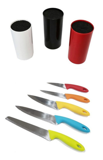 Cuchillos Color X5 U. Acero Inoxid.+taco Plástico Utilitario 0