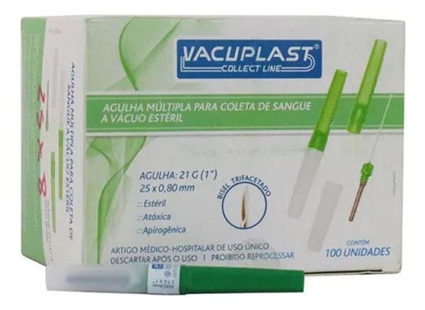 Agulha Coleta Sangue A Vácuo 25x0,8mm(21g) Estéril - 100un 0 Agulha Coleta Sangue A Vácuo 25x0,8mm(21g) Estéril - 100un 0