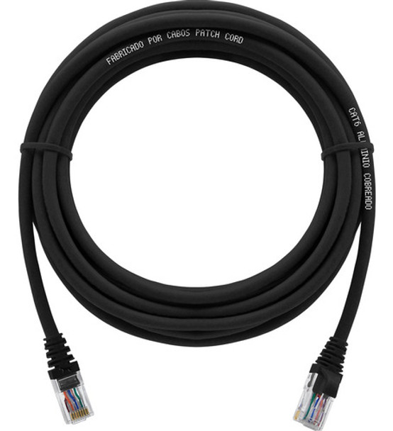 Cabo Rede 6 Mts Crimpado Preto Cat6 Giga Rj45 Lan Ethernet 0