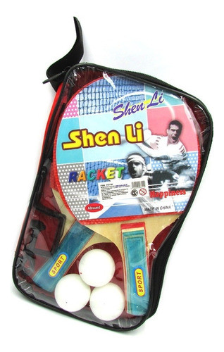 Set Ping Pong En Cartuchera Paletas Con Pelotas Red Soportes 0