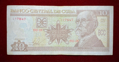 Billete 10 Pesos Cuba 2015 Reposición Pick 117 Qr Gomez 0