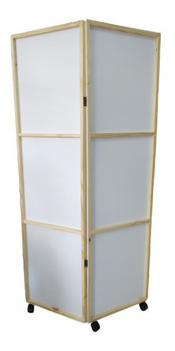 Biombo Plegable Separador De Ambientes 2 Hojas Con Ruedas 0