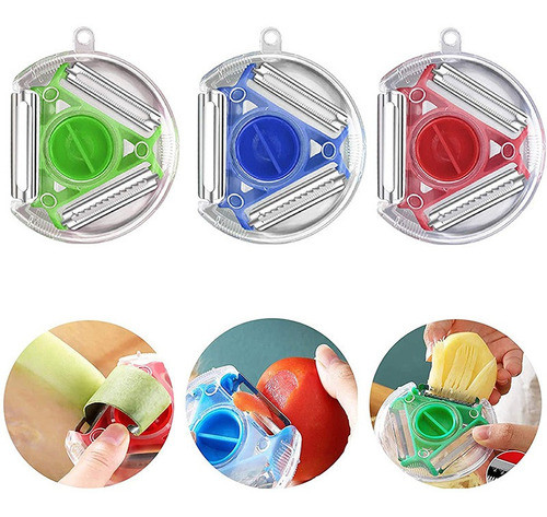 Rallador Y Pelador De Frutas Y Verduras 3 En 1 Rotativo 0