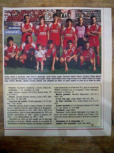 Recorte Huracan Equipo 91/92 0