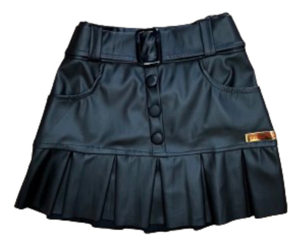 Saia Infantil De Couro Sintético C/ Cinto Blogueirinha Luxo 0 Saia Infantil De Couro Sintético C/ Cinto Blogueirinha Luxo 0