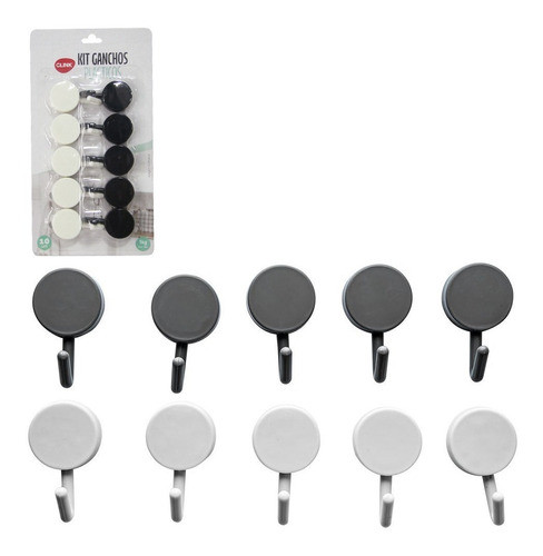 Cabide Gancho De Plastico Autoadesivo Com 10 Pecas 5x3cm 0