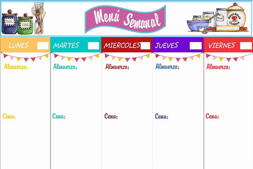 1 Organizador Menu Semanal Imantado 0