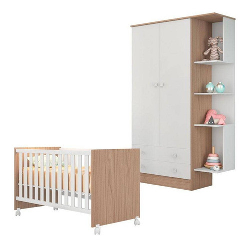 Jogo De Quarto Bebê Berço E Guarda Roupa Nicho 0