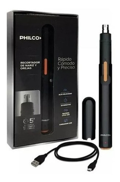 Recortador De Vello De Nariz Oreja Recargable Con Usb Philco 0