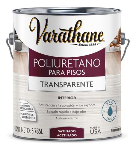 Laca Poliuretanica Base Acuosa Varathane Satinado 4l. 0