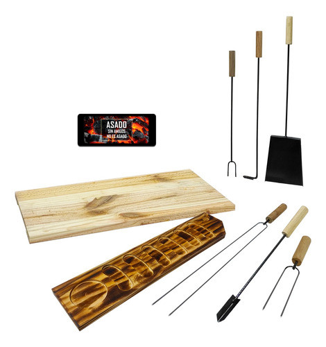 Kit Parrillero Tabla Lechonera Herramientas 0
