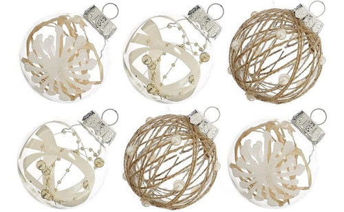 12 Bolas De Navidad Ps Xmasexp - 3 Diseños Crema 7cm 0