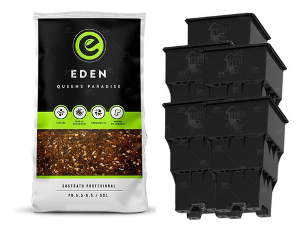 Sustrato Profesional Eden 50 Lts Macetas Rootshouse 10lts 5u 0