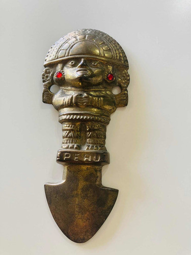 Antiguo Tótem De Perú De Bronce 0