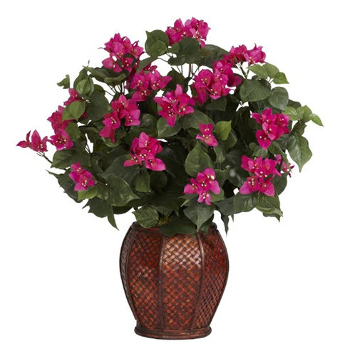 Buganvilla 6652 Casi Natural Con Jarrón Decorativo De Seda D 0