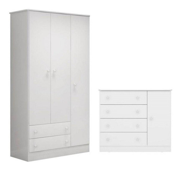 Cômoda E Guarda Roupa 3 Portas - Tem Frete 0