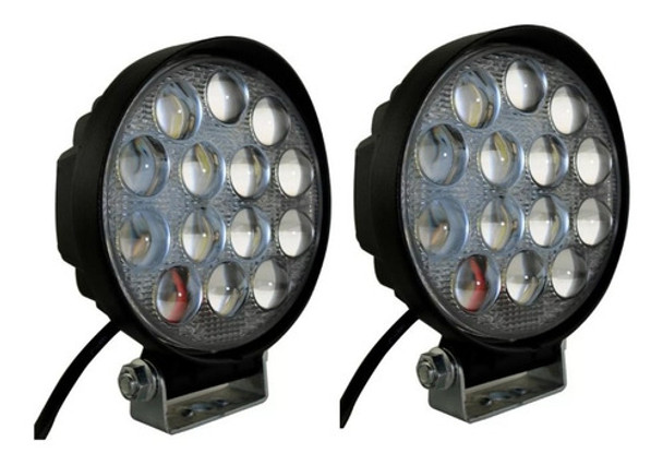2 Faro Proyector 14 Led 42 W 5d Luz Blanca Con Lupa 0