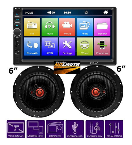 Estereo Pantalla Bluetooth 7 Pulgada Android Parlante 6 Audi 0