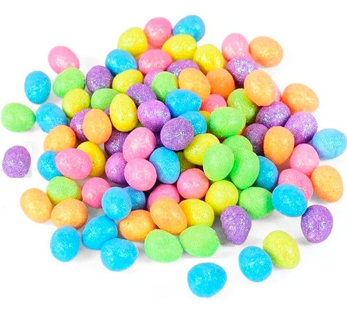 Kit 100un Mini Ovinhos Decorativos Páscoa Isopor Coloridos 0
