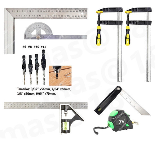Kit Set De Herramientas Varias Carpintería Medición Otras 0