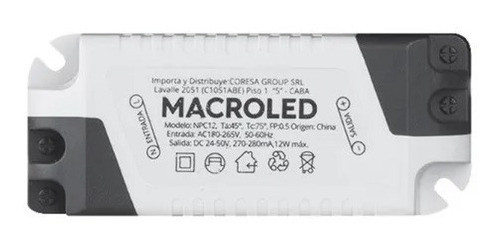 Driver Para Panel Led 12w De Embutir O Exterior Macroled 0