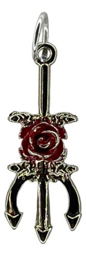 Pingente Tridente Pomba Gira Com Rosa 3,2 Cm Niquelado 0